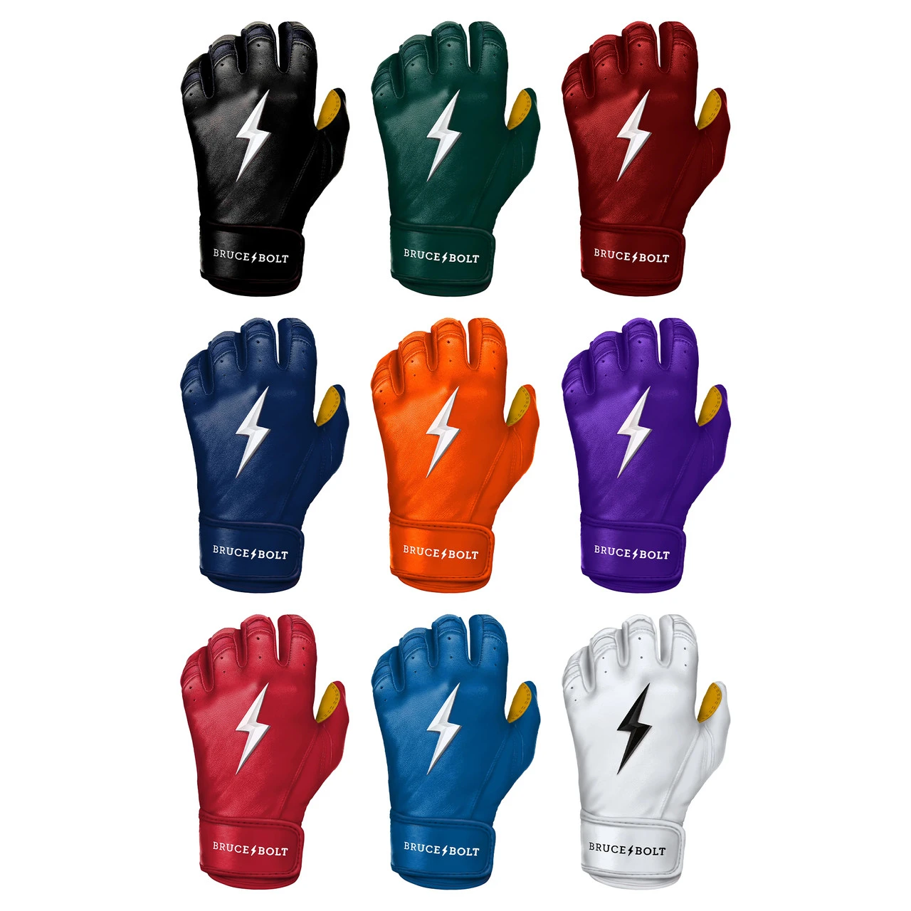 Bruce Bolt Premium Pro Baseball Batting Gloves Short Cuff 3 Bruce Bolt Premium Pro Baseball Batting Gloves Short Cuff